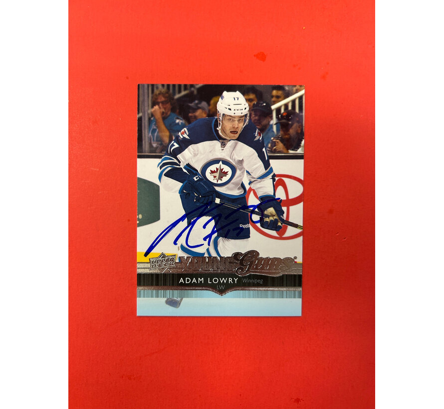 2014-15 UPPER DECK SERIES 1 ADAM LOWRY YOUNG GUNS AUTOGRAPHED