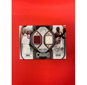 UPPER DECK 2008-09 SP GAME USED LEBRON JAMES MICHAEL JORDAN COMBO MATERIALS DUAL JERSEY /499