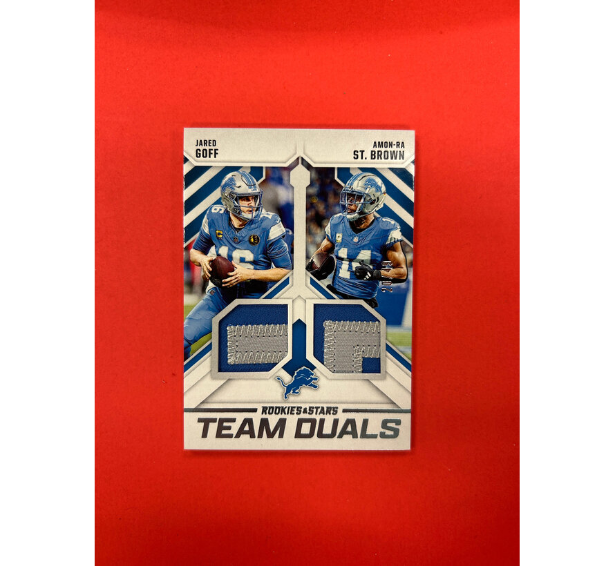2025 PANINI ROOKIES AND STARS TEAM DUALS GOFF/ST.BROWN PATCHES /49
