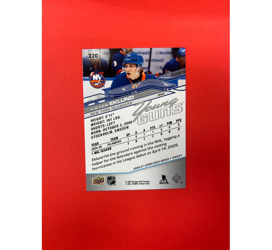 2026-27 UPPER DECK SERIES 1 VICTOR EKLUND YOUNG GUNS DELUXE /250