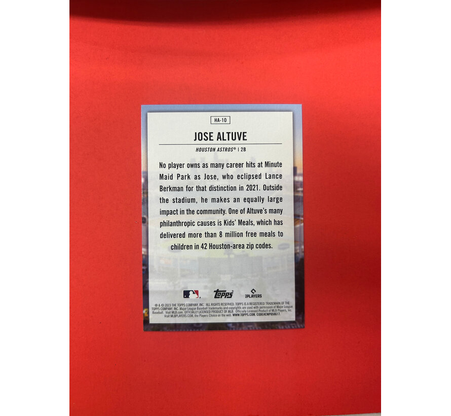 2023 TOPPS JOSE ALTUVE HOME FIELD ADVANTAGE
