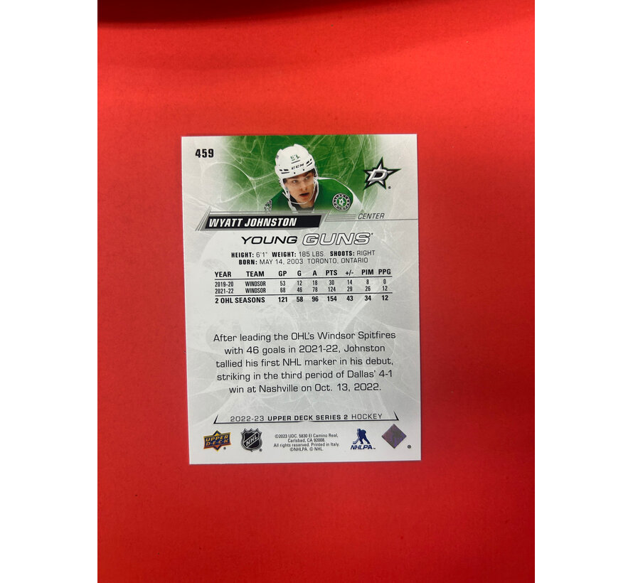 2022-23 UPPER DECK SERIES 2 WYATT JOHNSTON YOUNG GUNS