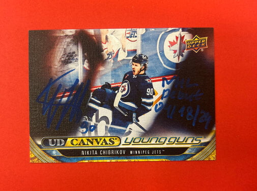 UPPER DECK 2024-25 UPPER DECK SERIES 1 NIKITA CHIBRIKOV AUTOGRAPHED INSCRIBED NHL DEBUT DATES