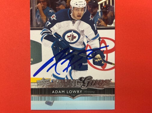 UPPER DECK 2014-15 UPPER DECK 1 ADAM LOWRY YOUNG GUNS AUTOGRAPHED