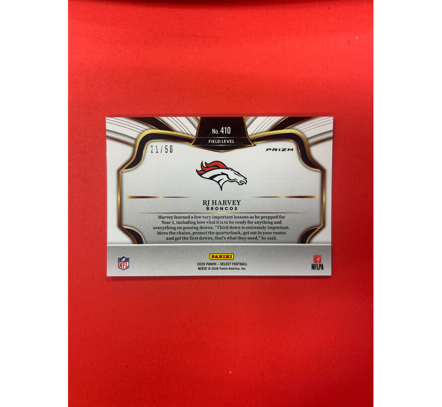 2025 PANINI SELECT RJ HARVEY DRAGONSCALE FIELD LEVEL ROOKIE /50