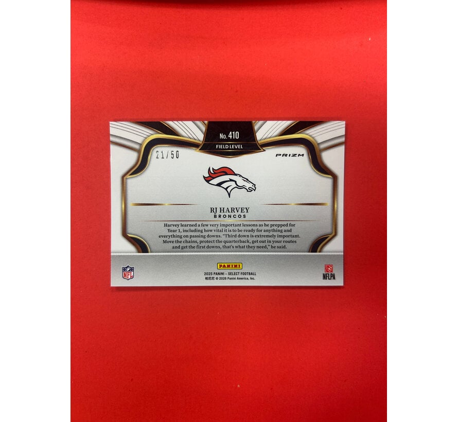 2025 PANINI SELECT RJ HARVEY DRAGONSCALE FIELD LEVEL ROOKIE /50