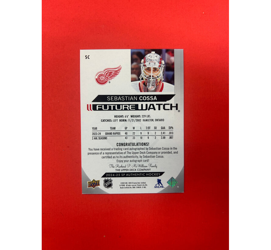 2024-25 SP AUTHENTIC SEBASTIAN COSSA FUTURE WATCH AUTOGRAPH /999