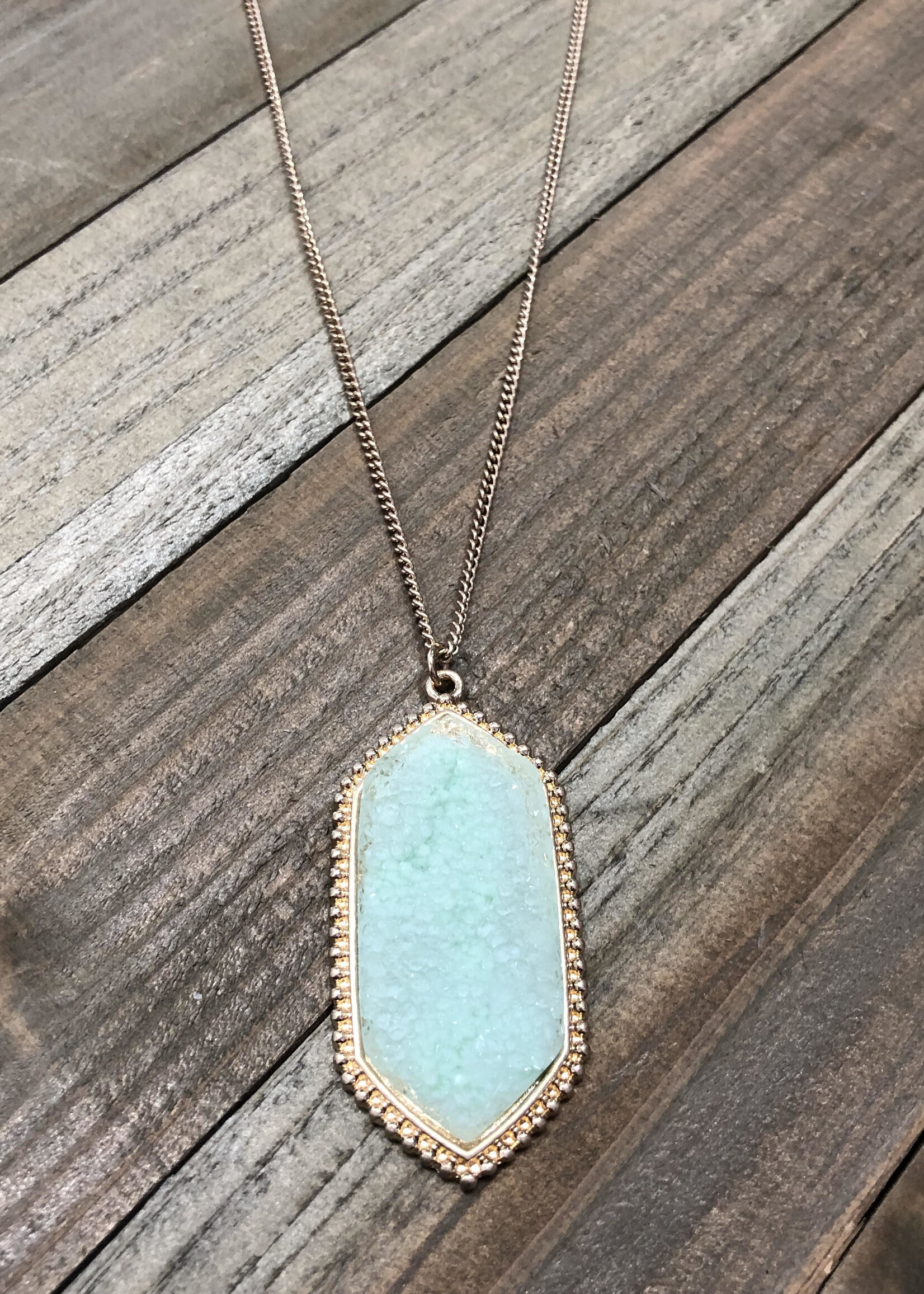 Green Druzy Necklace