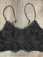 Crochet Longline Bralette - Black