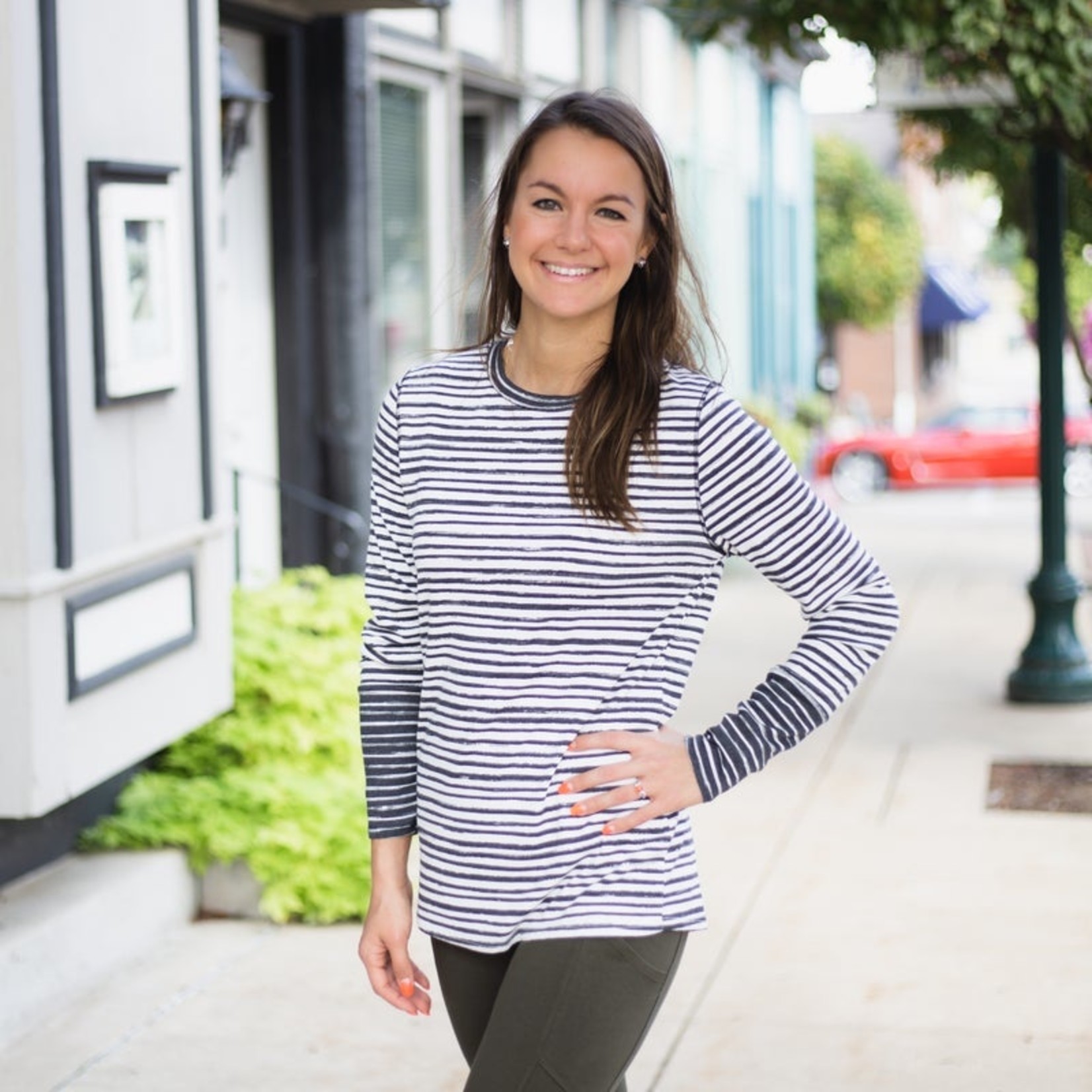 Striped Long Sleeved Knit Top