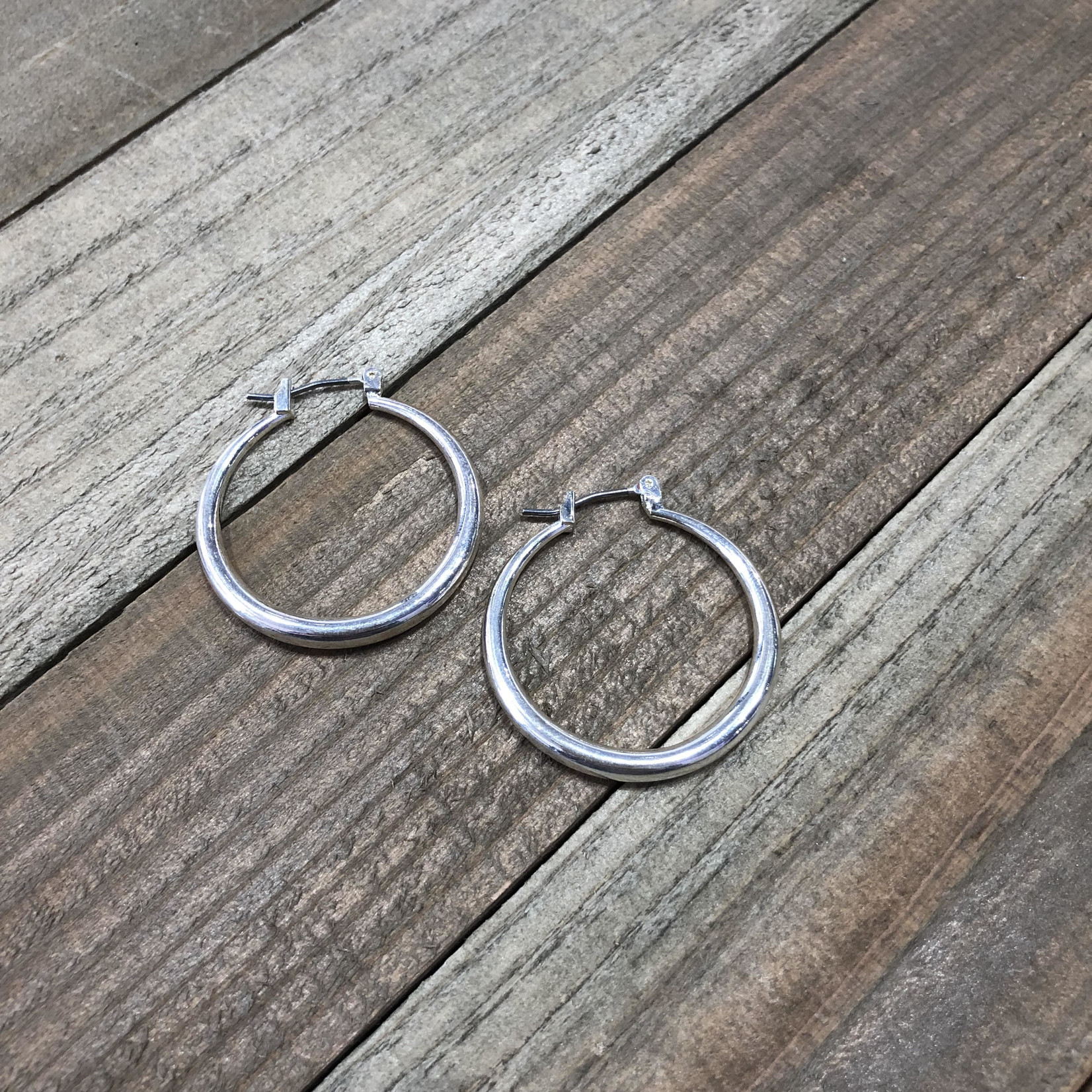Medium Circular Silver Hoops