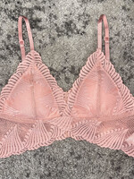 Pink Padded Butterfly Scallop Lace Bralette