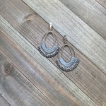 Gold Oval Grey Wrapped Earrings