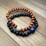 Brown & Black Wood Bracelet With Beads