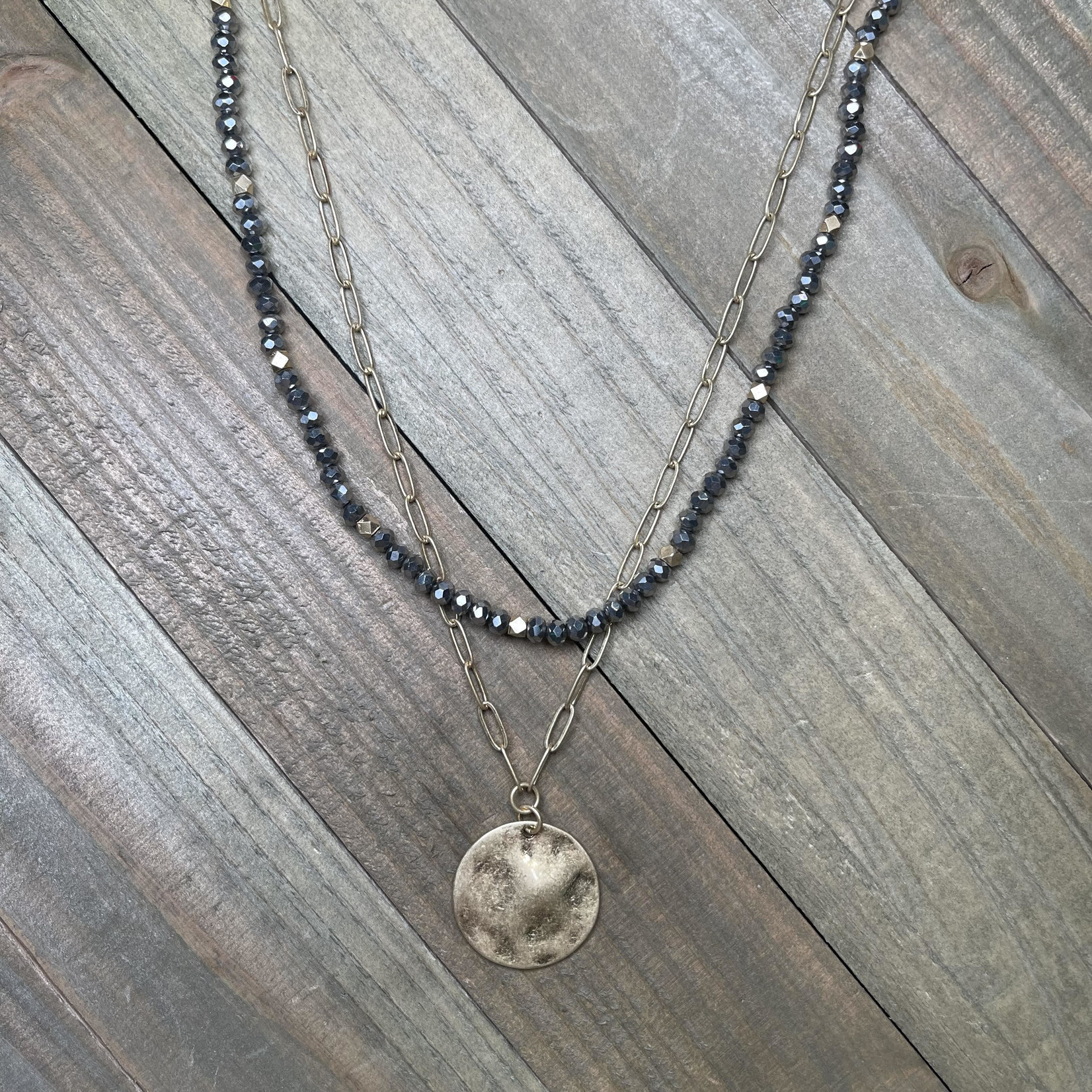 Grey Bead Layered Necklace