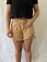 High Rise Distressed Shorts - Faded Brown