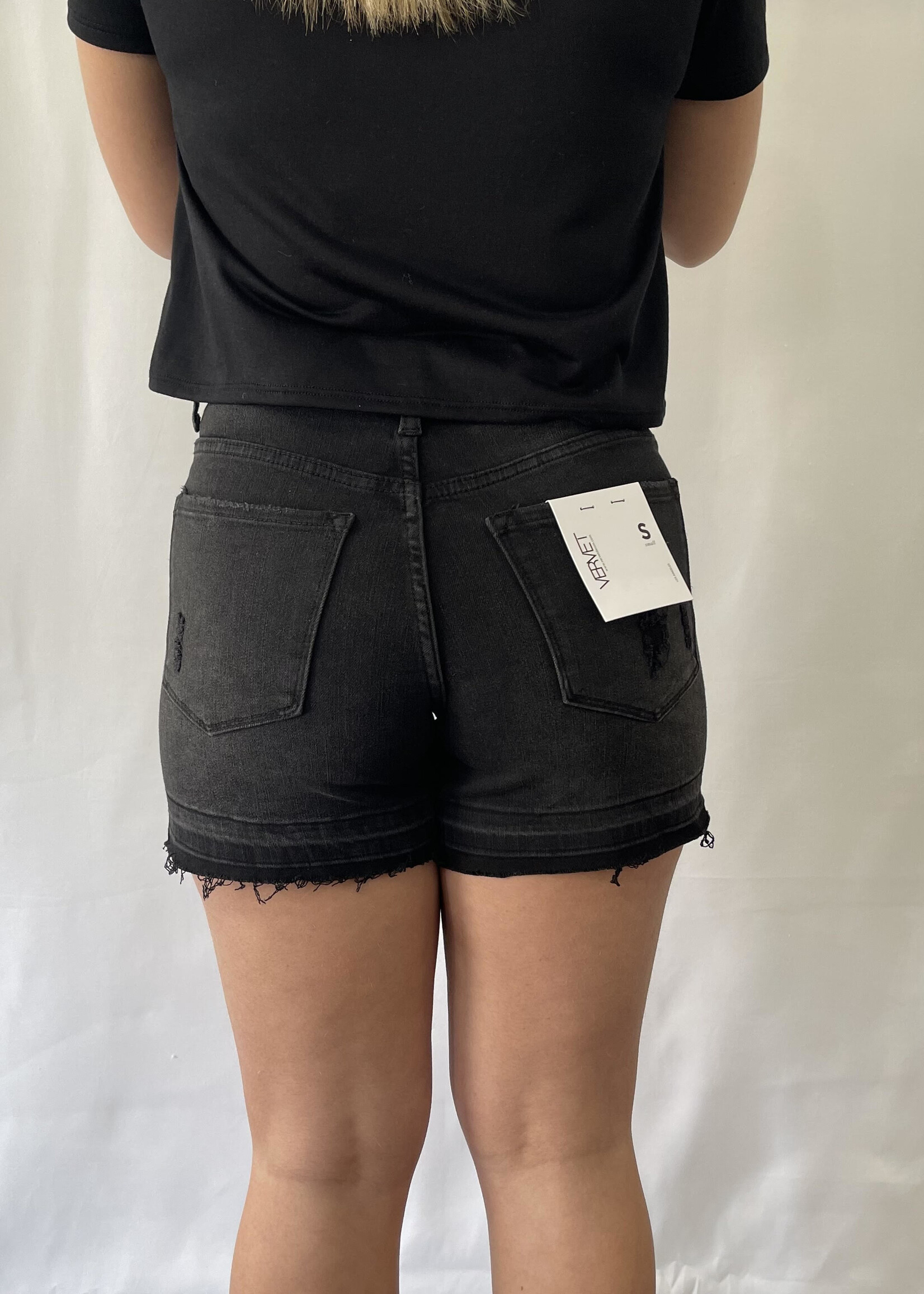 High Rise Criss Cross Shorts - Washed Out Black