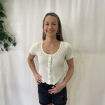 Bailey Top with Buttons - Ivory