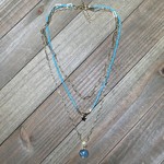 Gold Star/Pendant Layered Necklace - Turquoise