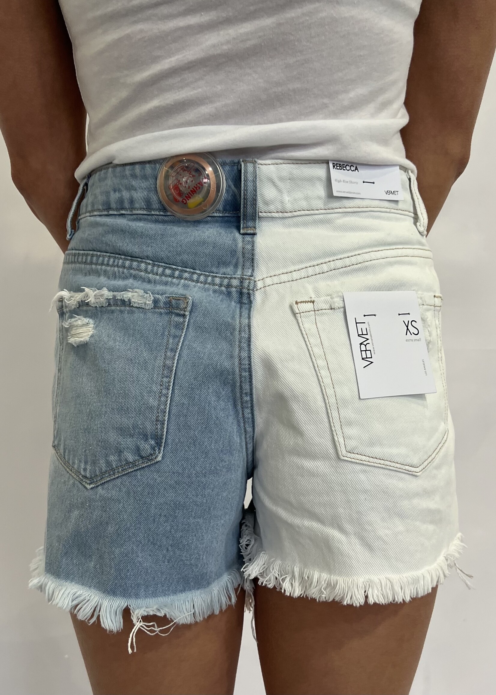 2 Tone High Rise Shorts