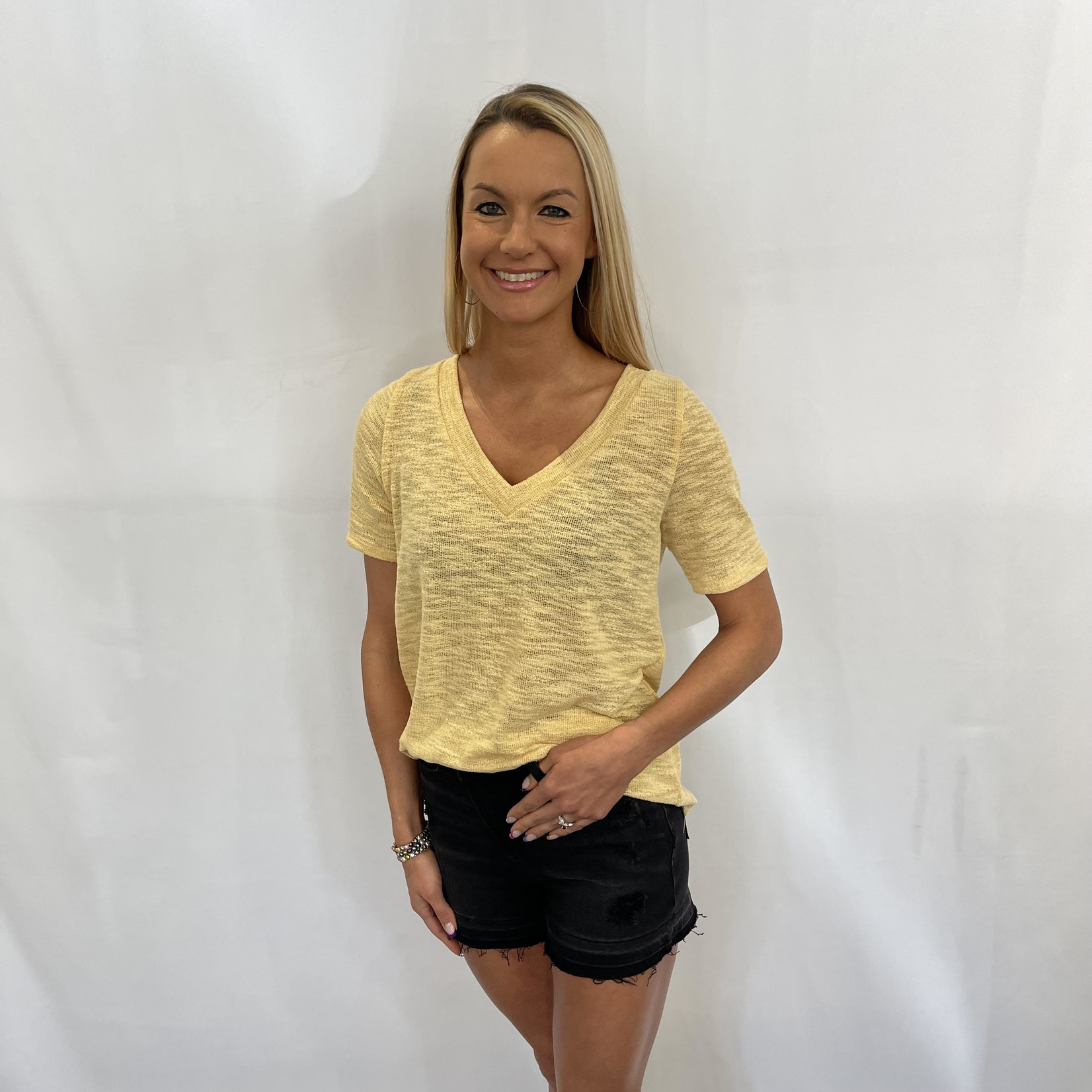 Abby Soft V-Neck Top - Yellow
