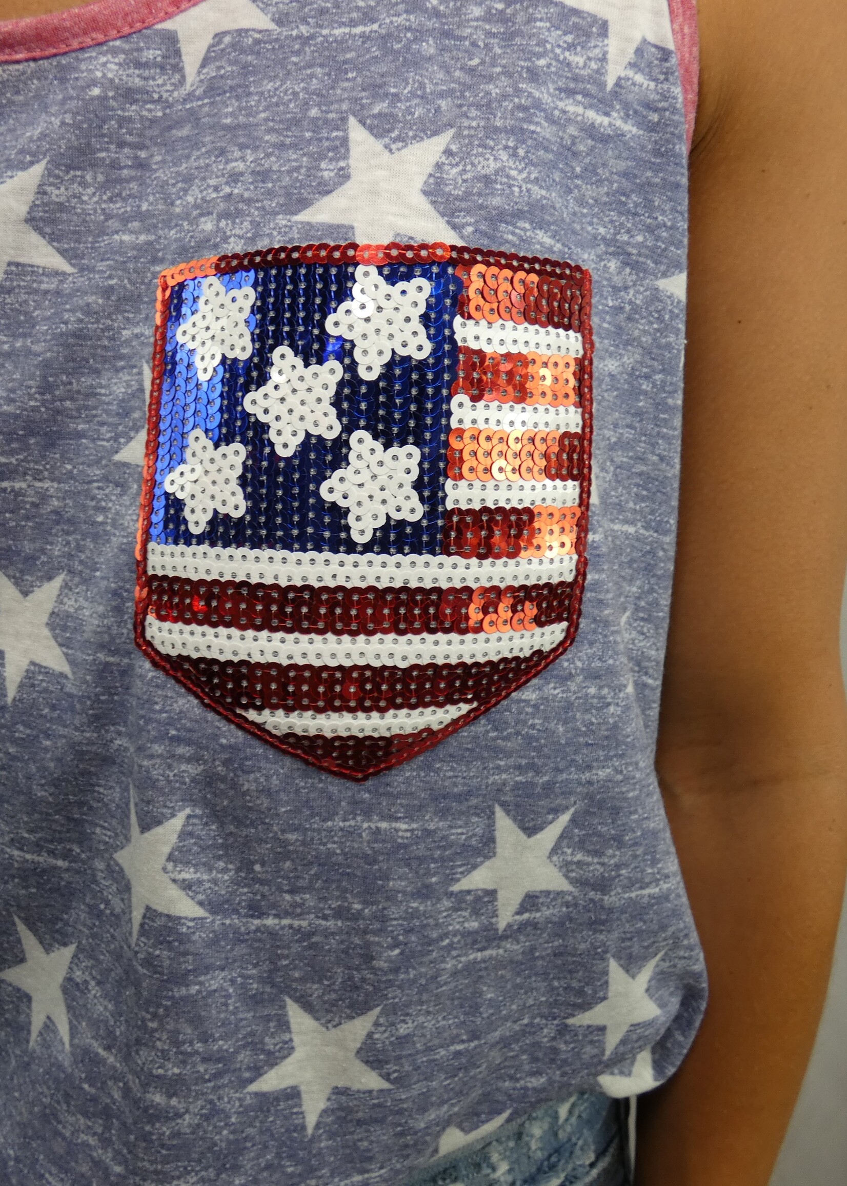 4th of July Tank with Sequin Pocket