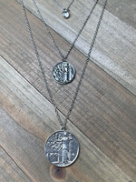 Double Coin Silver Necklace