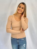 Randa Ribbed Scoop Neck Sweater - Sandstone