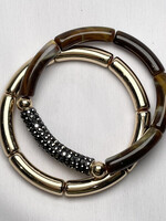 Tortoise/Gold Beaded Bracelet