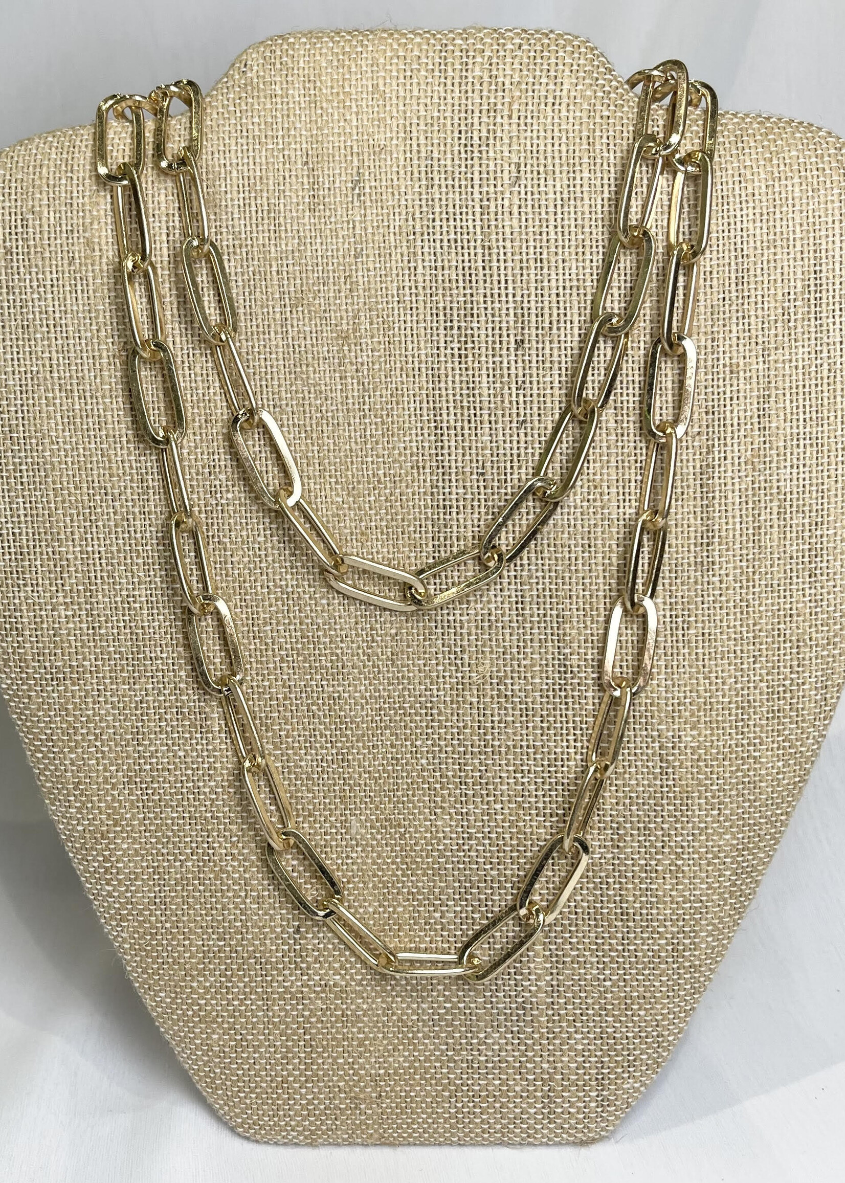 Long Gold Paperclip Necklace