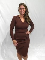Veronica Collared Dress - Brown