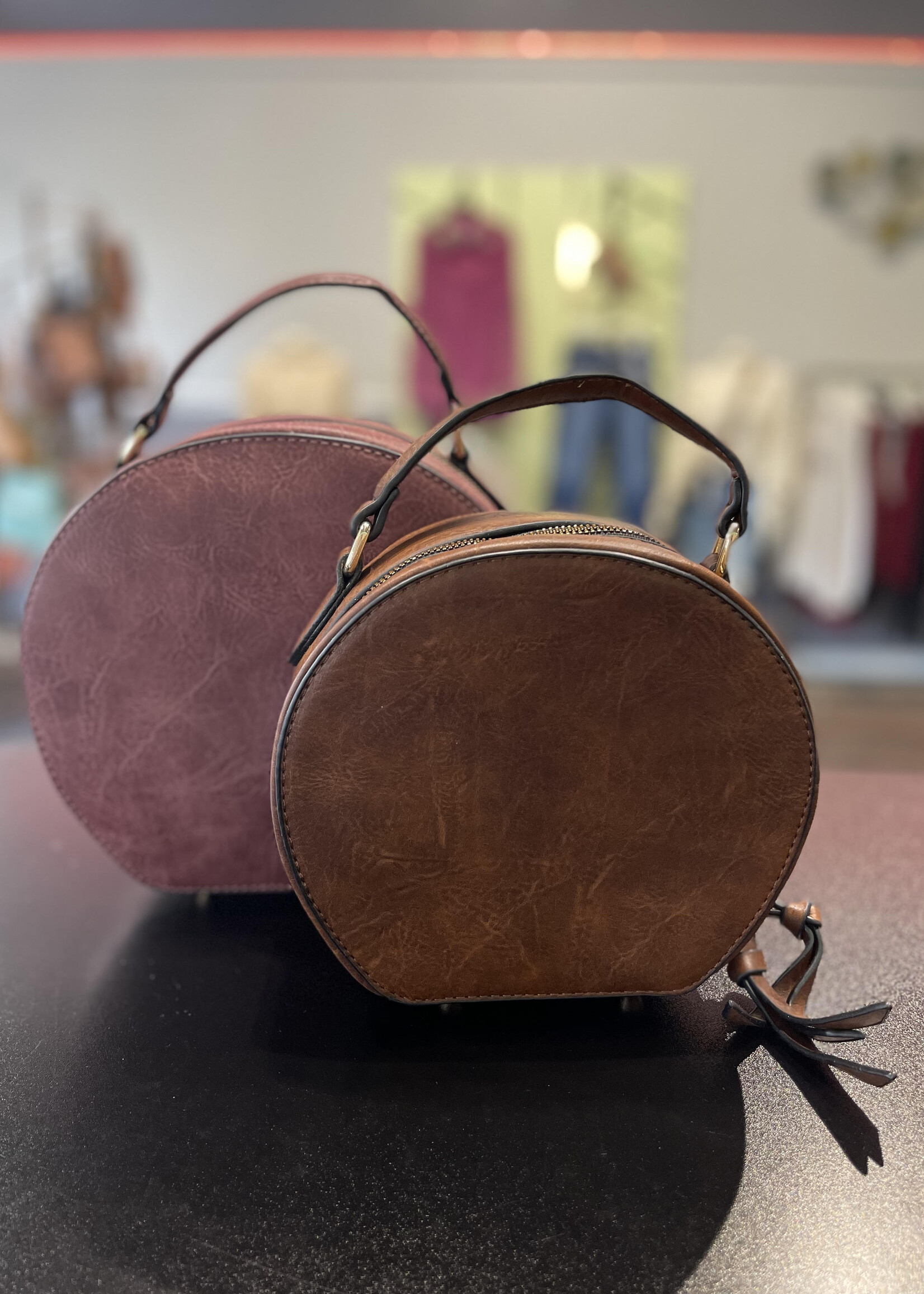 Circle 2 in 1 Handbag - Mauve & Chocolate