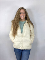 Puff Jacket with Faux Hood - Cream