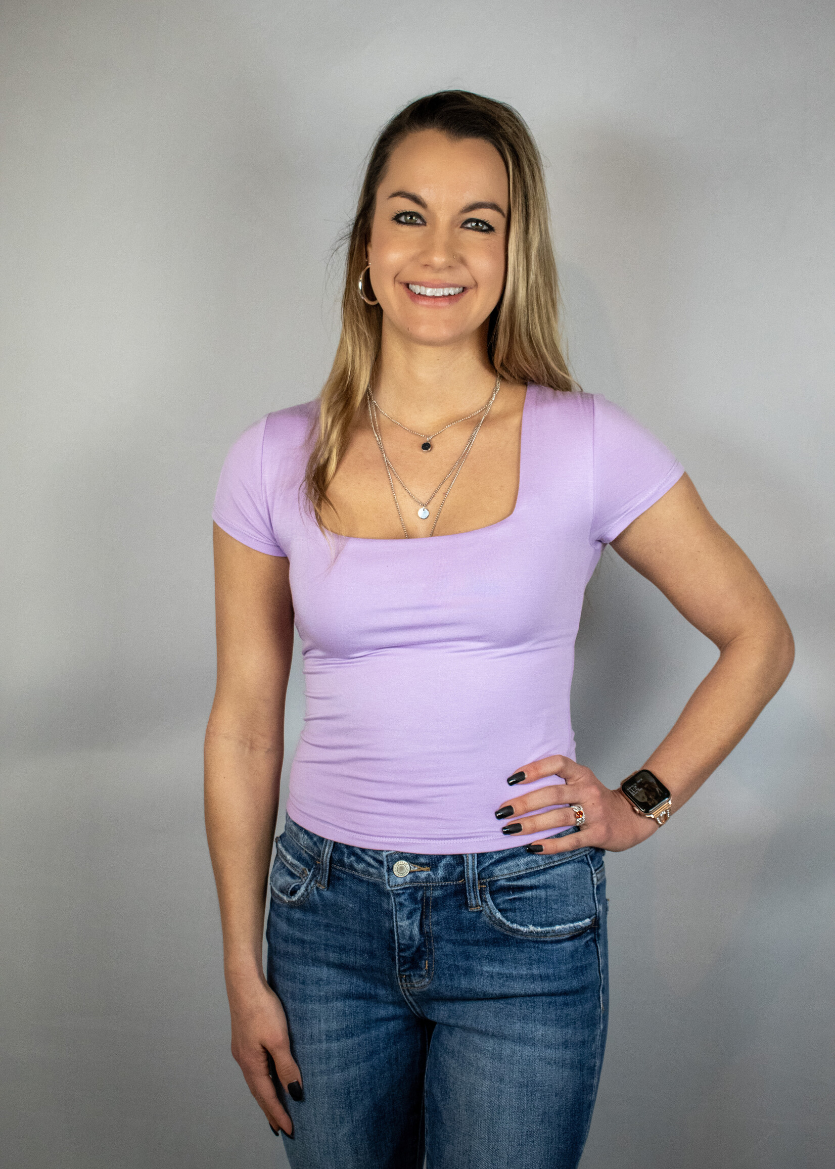 Luna Square Neck Top - Lavender