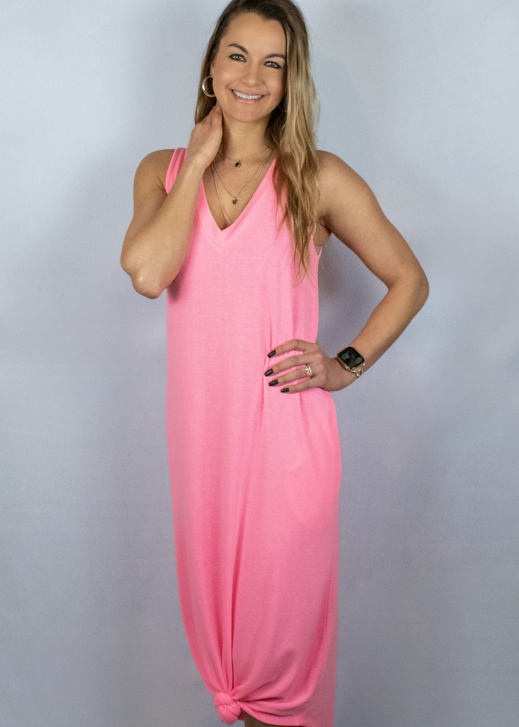 Cammy Sleeveless Dress - Neon Pink