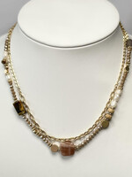Gold Necklace with Marble & Beads