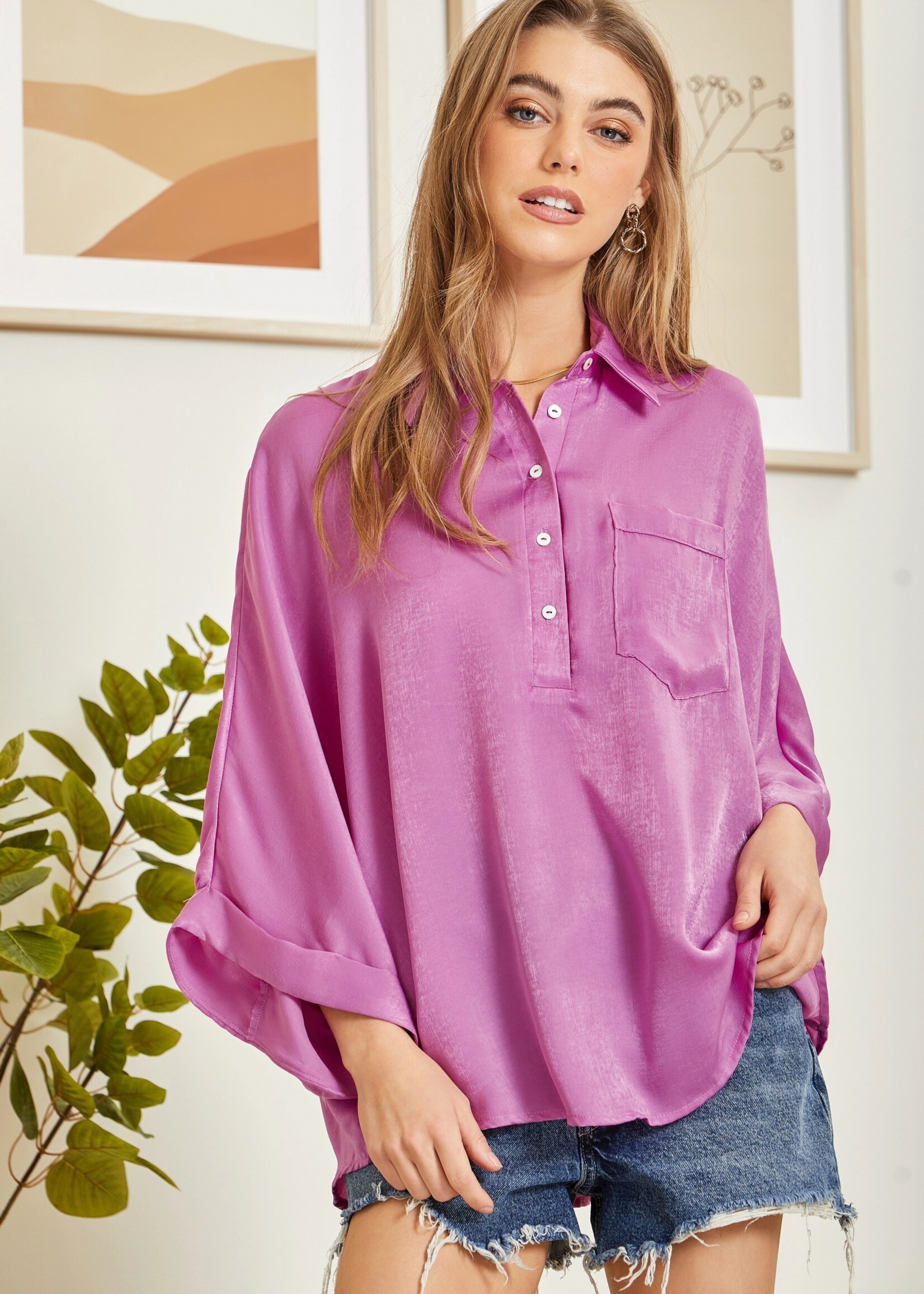 Jasmine Tunic Blouse - Spring Orchid