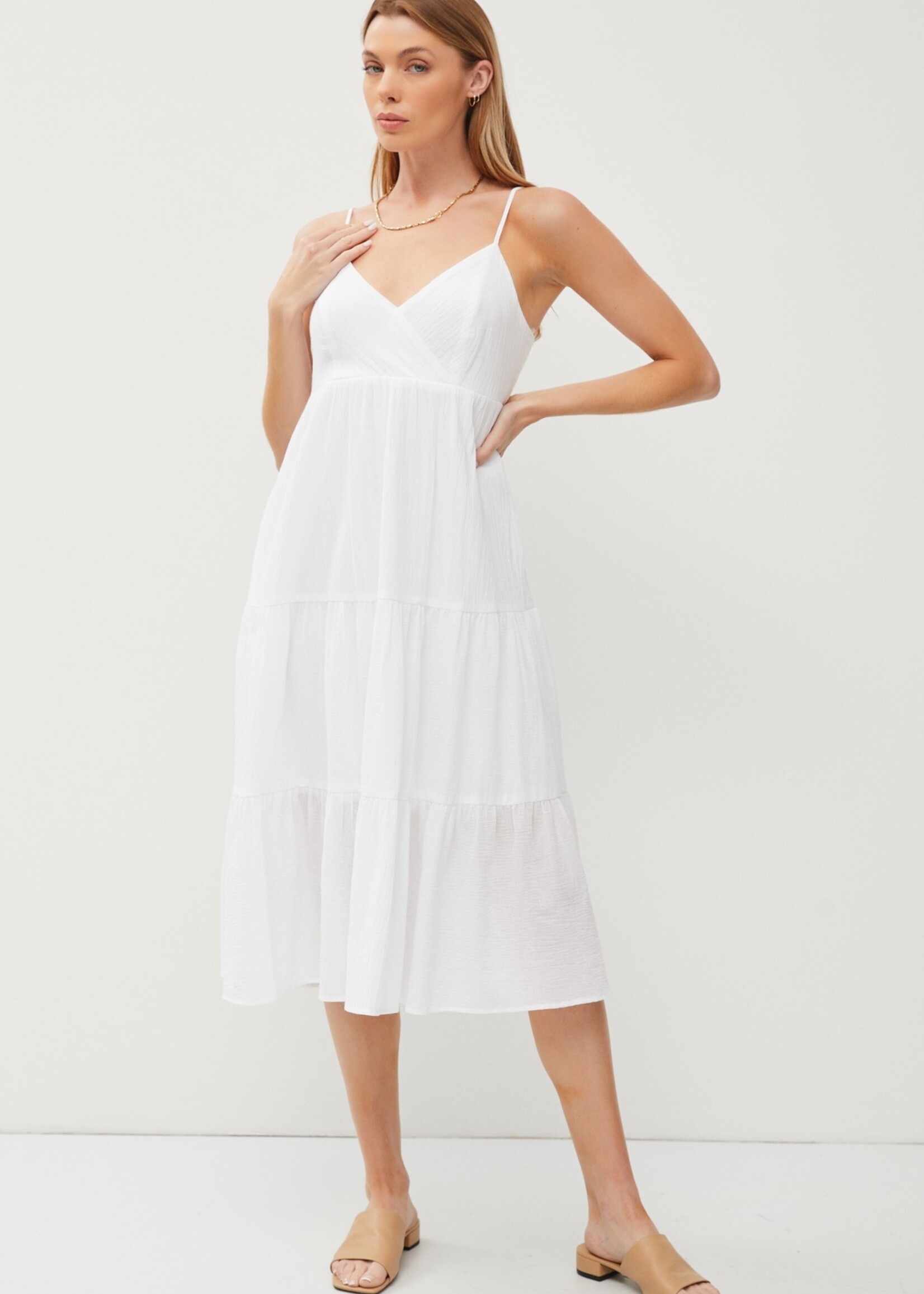 Ronika Tiered Midi Dress - White