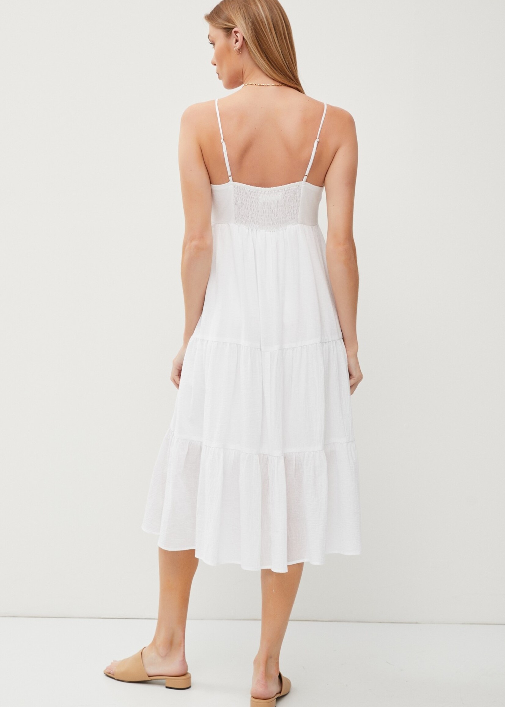 Ronika Tiered Midi Dress - White