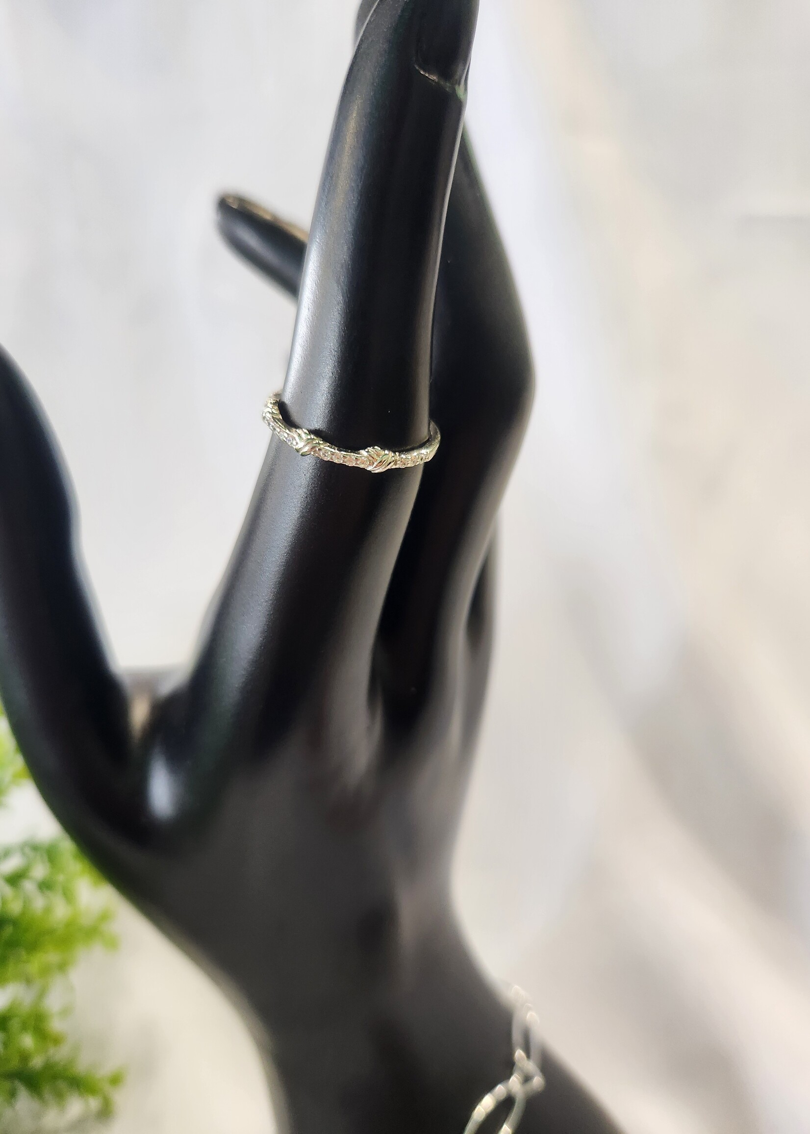 Silver CZ Knot Ring - Size 6