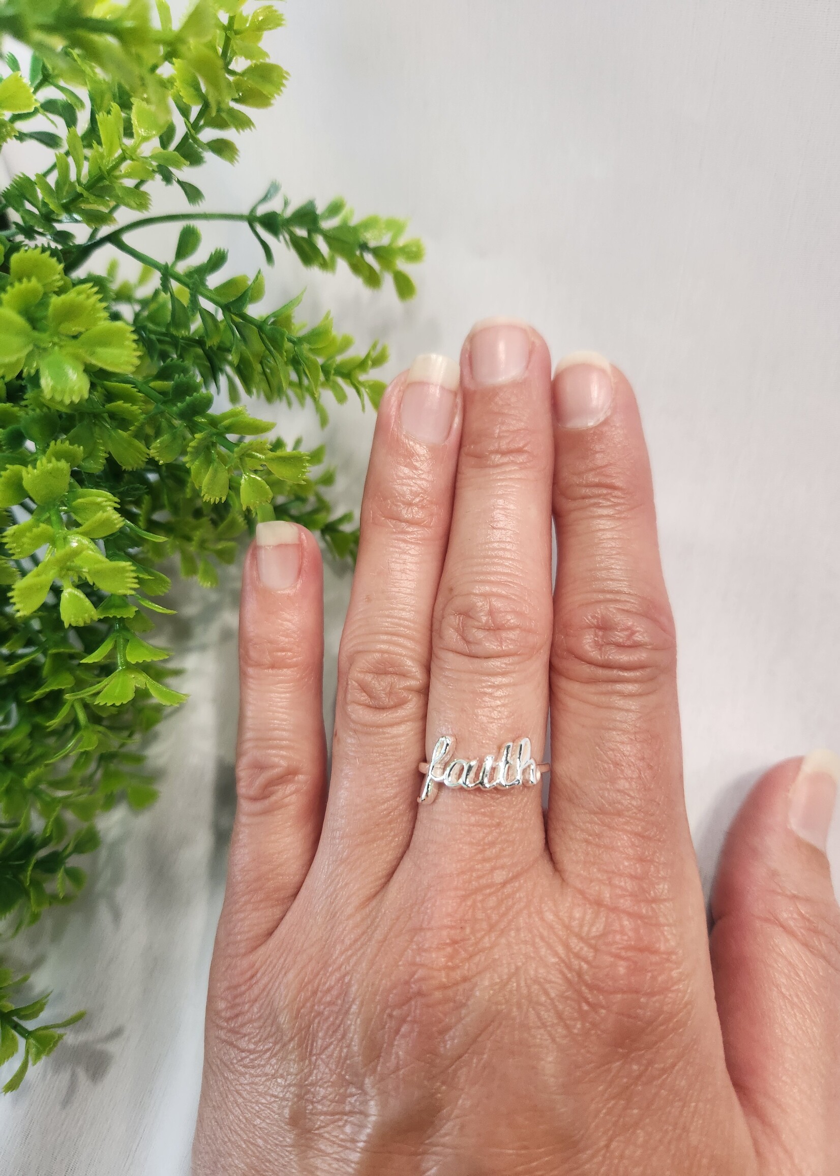 Silver Faith Ring - Size 6