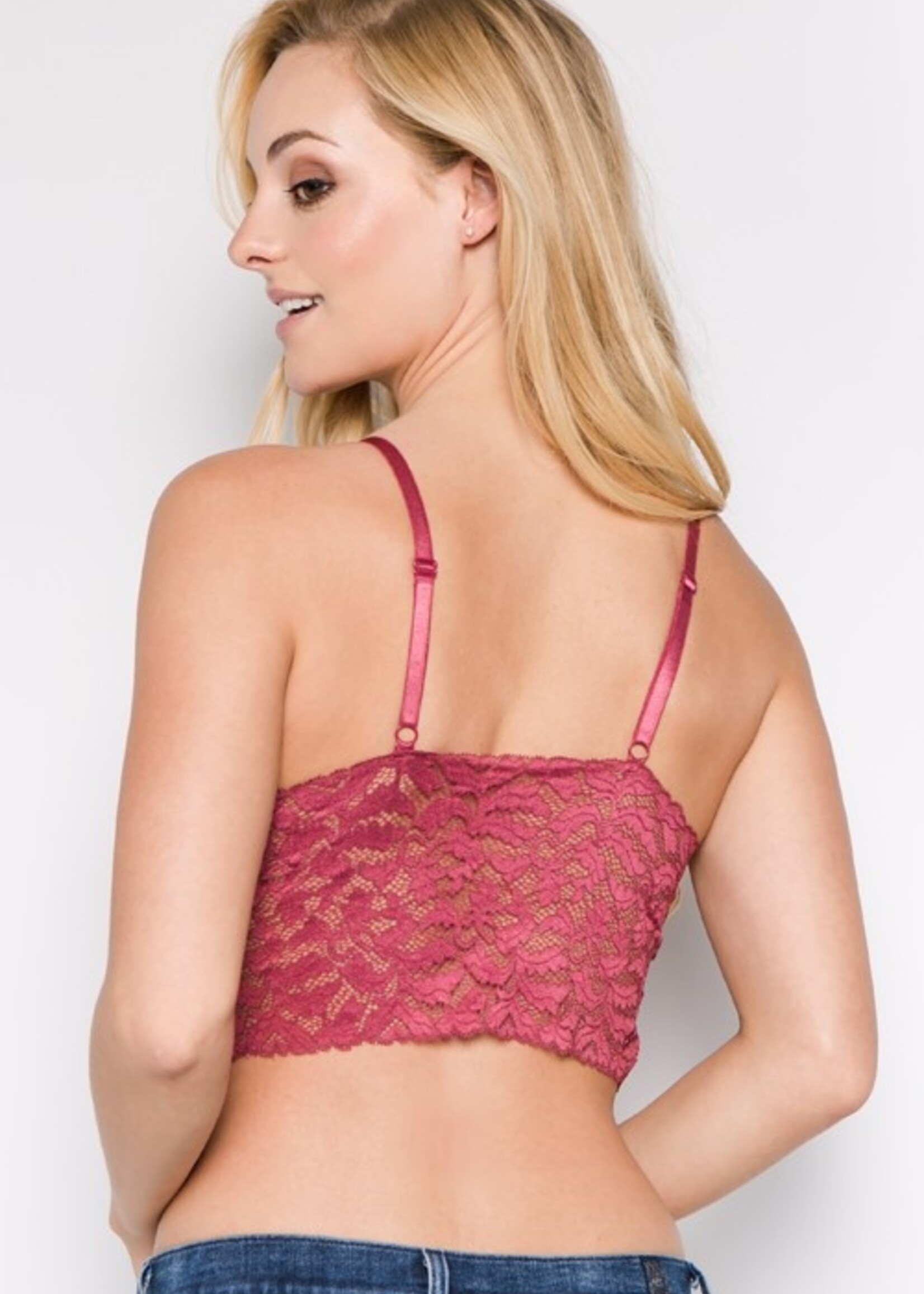 Lace all-in-one Bra and Cami - Raspberry