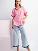 Olivia Short Sleeve Button Down - Pink