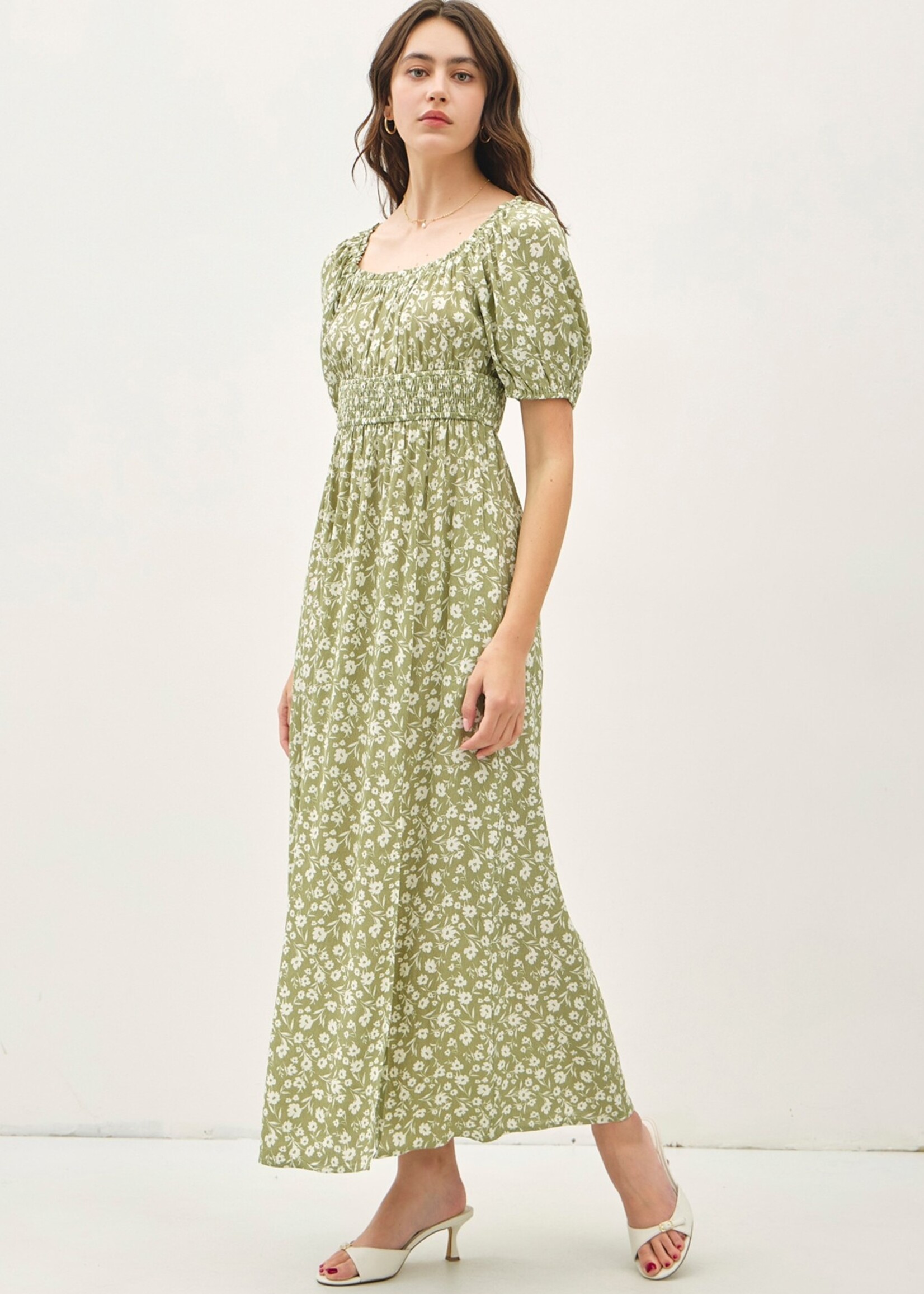 Hailey Milkmaid Dress - Sage