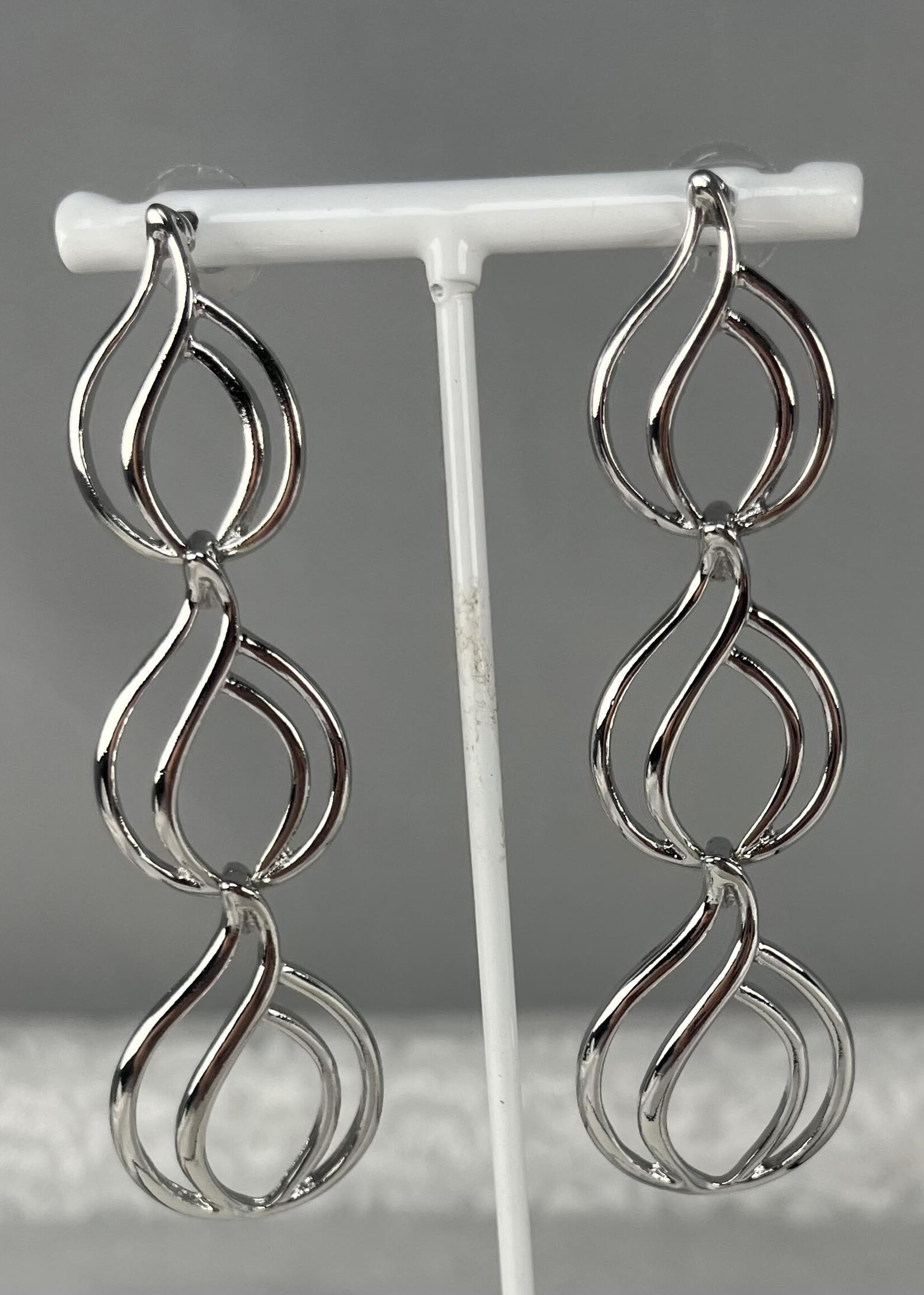 Silver long dangle earrings