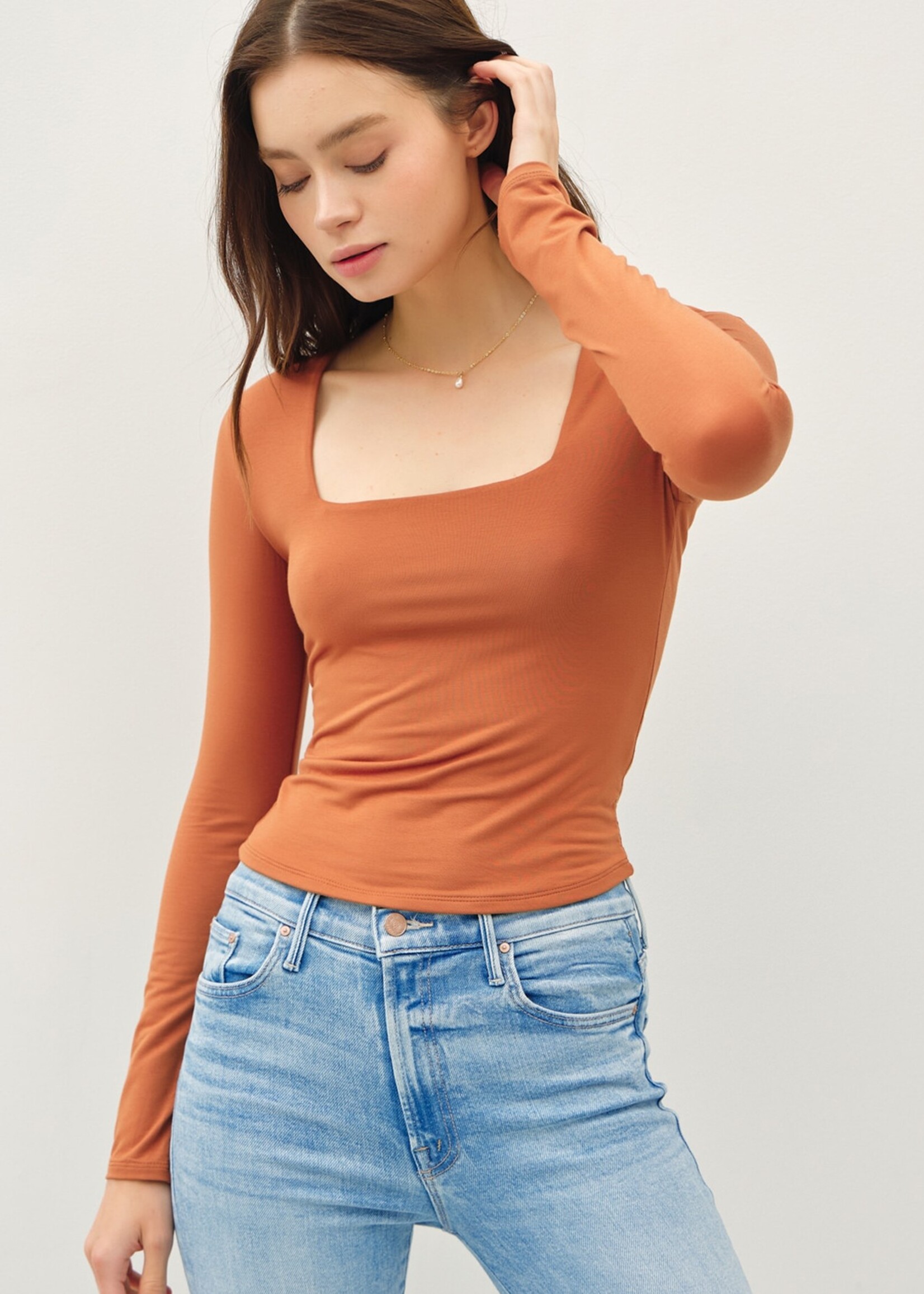 Luna Square Neck Long Sleeve - Bisque