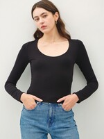 Luna Scoop Neck Long Sleeve - Black