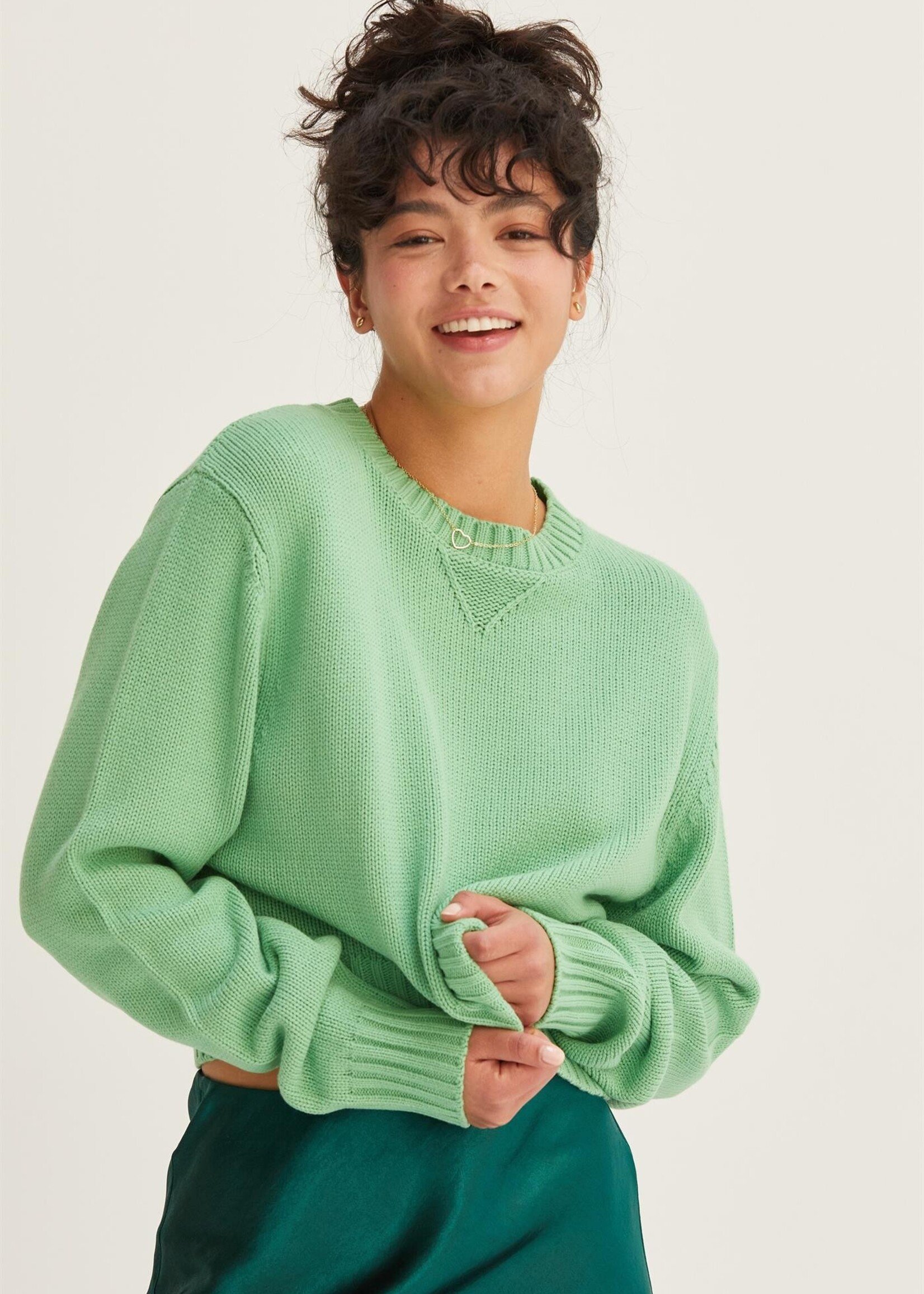 Cropped Knit Sweater - Peppermint