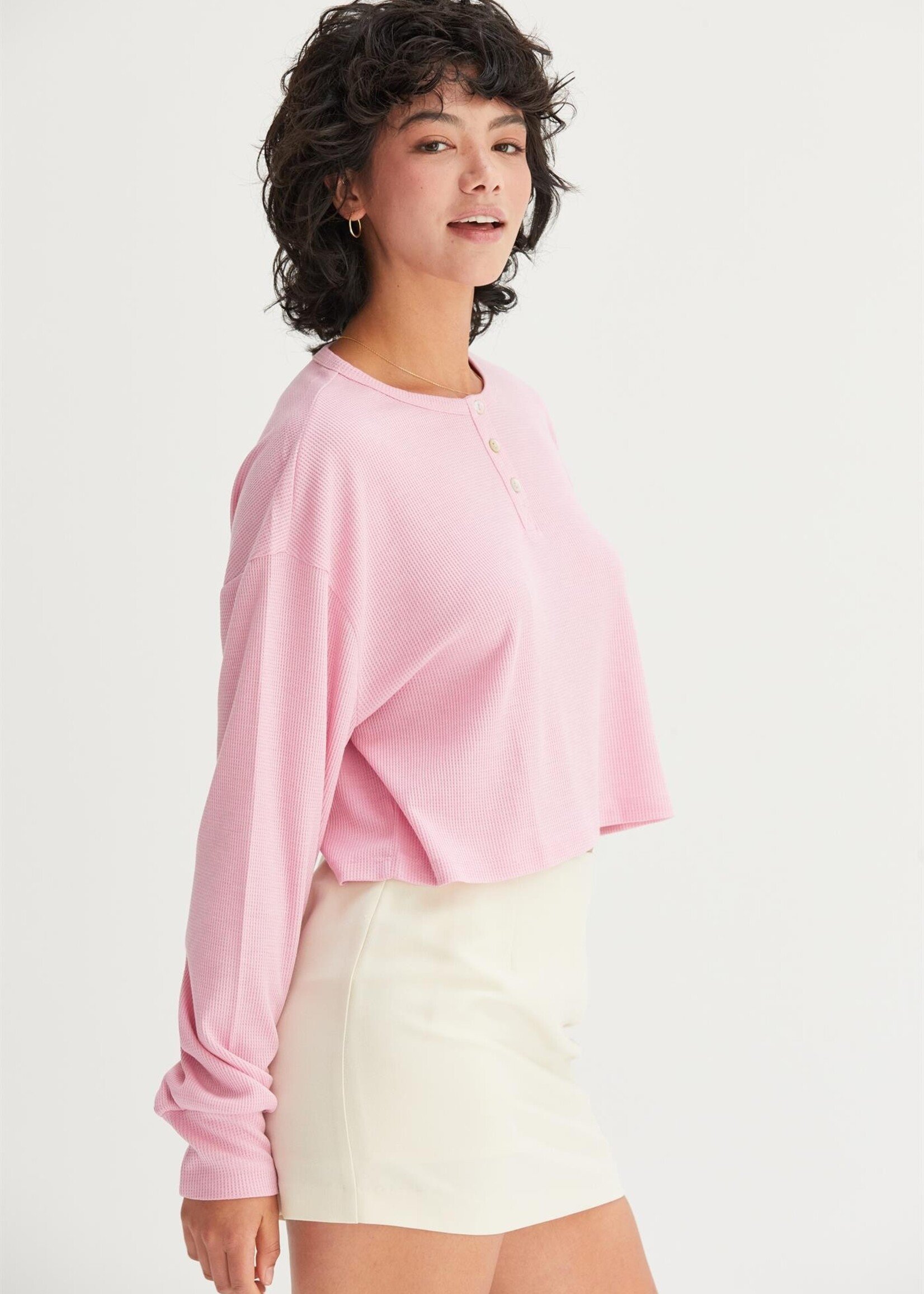 Hailey Henley Top - Pink