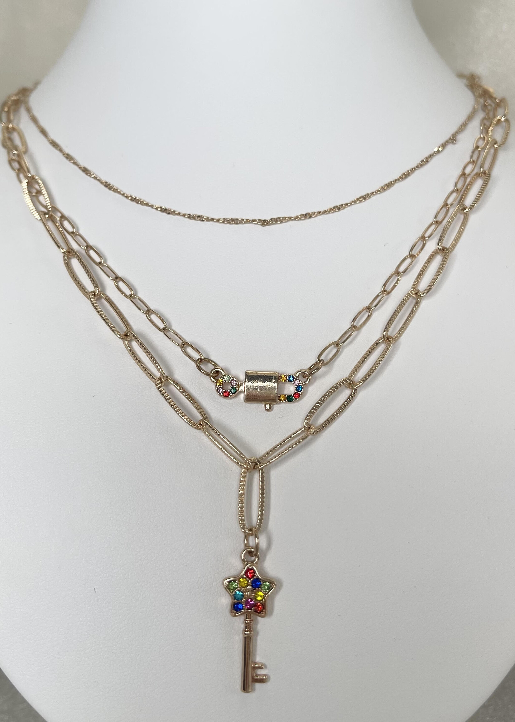 Rainbow Lock & Key Necklace